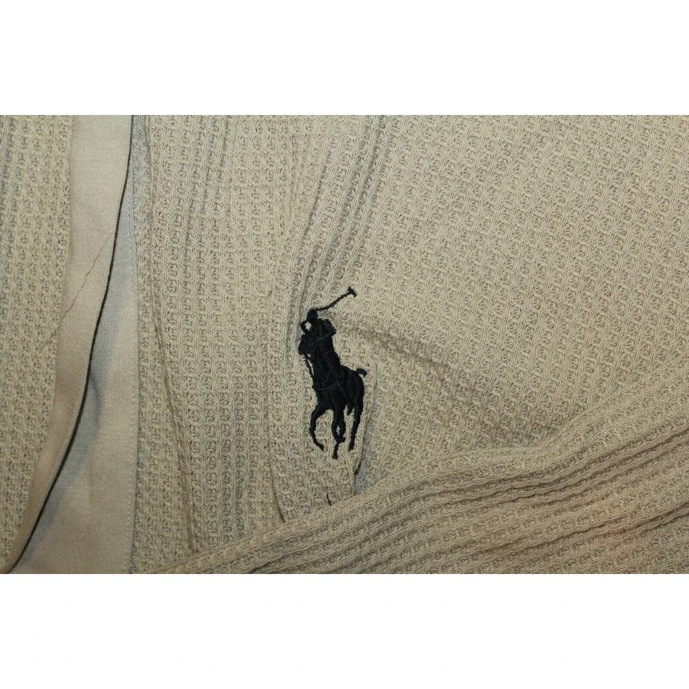 POLO RALPH LAUREN MEN'S THERMAL HOODED ROBE KHAKI TAN SZ‎ NWT